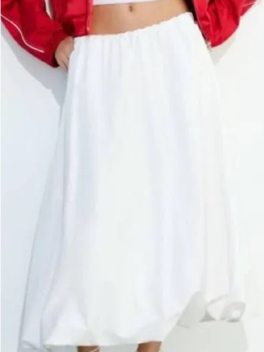 Zara White Maxi BUBBLE HEM skirt